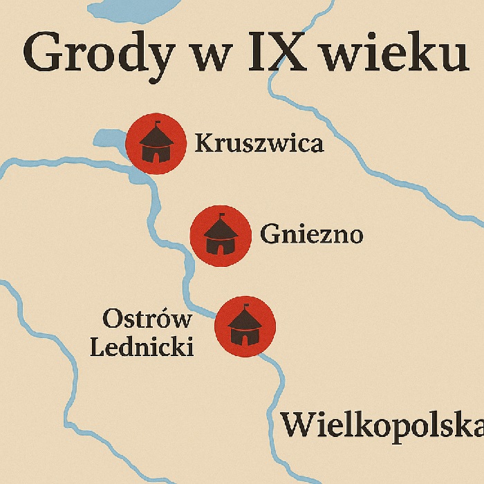 grody IX wieku w rejonie Gniezna i Kruszwicy