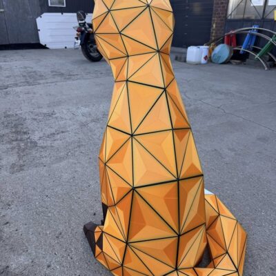 kolorowy poligonalny lis w dużym rozmiarze rzeźba 3D lis- figurka lisa w technologii druku 3D z segmentów-zamówienia promocjepolska