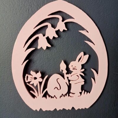 ozdoba wielkanocna z zajączkiem 3D– delikatny owalny panel 3D w pastelowym odcieniu-promocjepolska