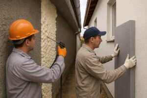 docieplenie domu między ścianami sąsiadujących domów jest 20–30 cm